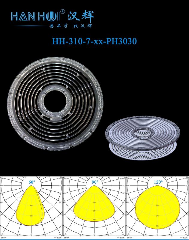 293.12×8.8 Dimensions UFO High Bay Lighting Lens Multiple Angles Light Distributions 3030/2835LEDs Light Lens