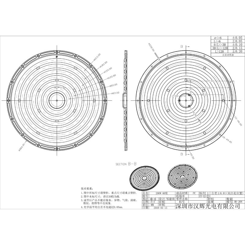 UFO High Bay Lighting Lens 265×11.5mm Size Easy Installation High Power Lighting Lens