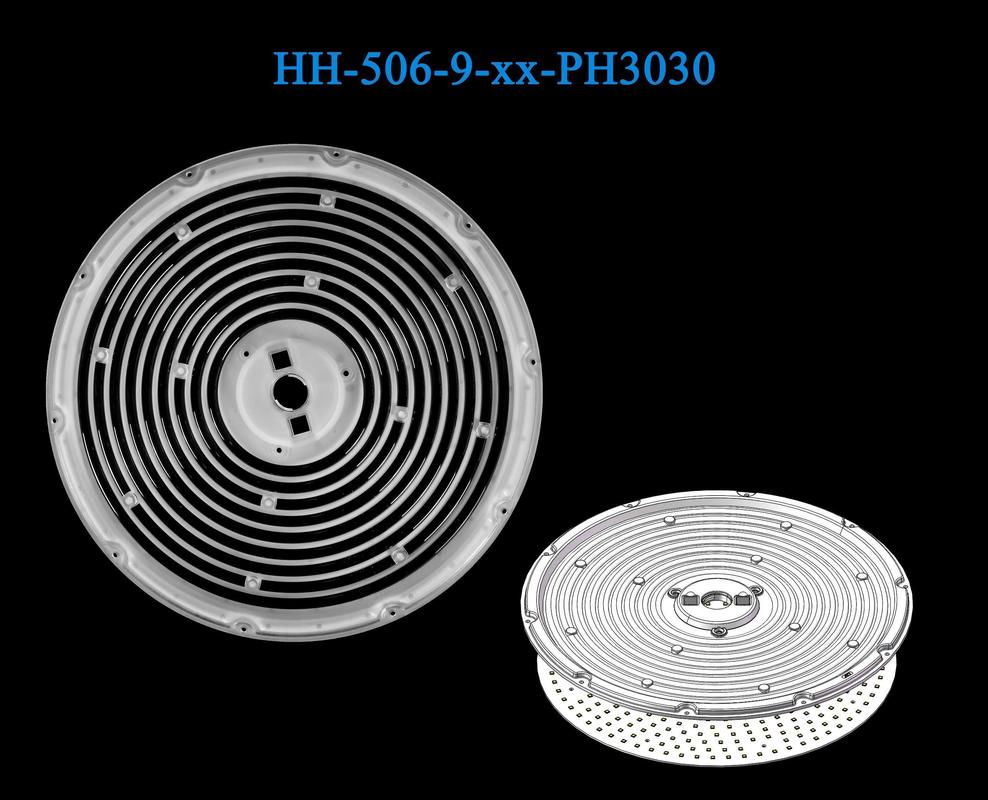 9 Rings UFO High Bay Lighting Lens Φ300mm Size 3030LEDs Low Glare With DIP Switch Holes Lens